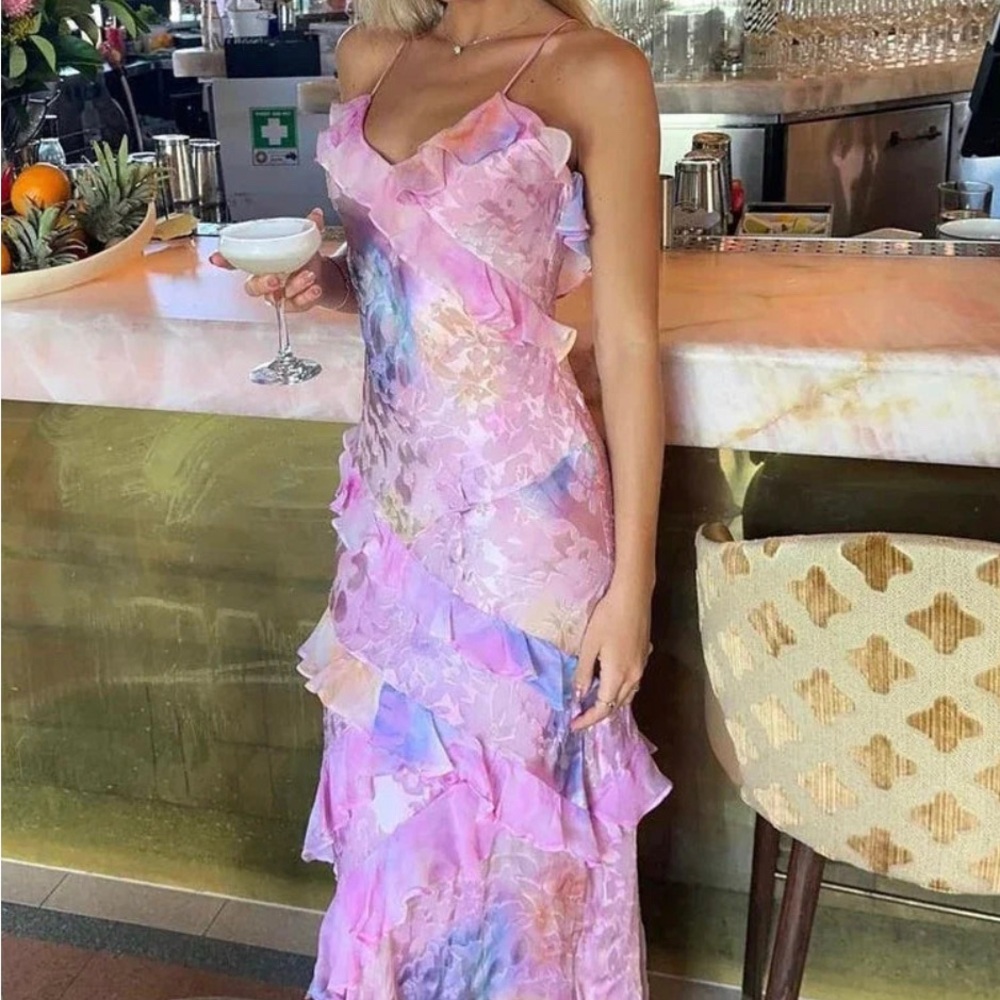 Elegant Pink and Purple Women's Dress - Love shack fancy inspired